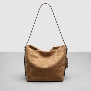 Coachtopia Hobo Taška Coach Alter/Ego Suede Checkerboard Upcrafted Leather Hnědé | 7912850-CZ