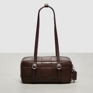 Coachtopia Podprsenkašny Coach Alter/Ego Checkerboard Upcrafted Leather Hnědé | 4678359-CZ