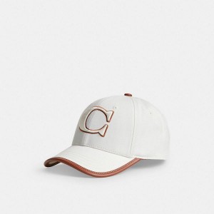 Dámské Baseball Caps Coach Leather Bílé | 7561042-CZ