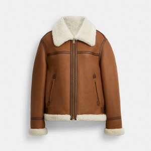 Dámské Bunda Coach Shearling Aviator Hnědé | 2780394-CZ