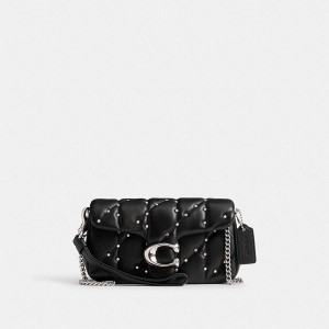 Dámské Crossbody Kabelka Coach Tabby With Pillow Quilting And Crystal Rivets Stříbrné Černé | 3671905-CZ