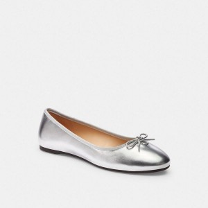 Dámské Flat Shoes Coach Abigail Metal Stříbrné | 0189732-CZ