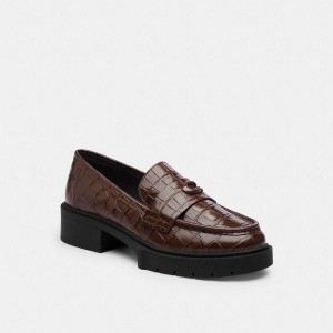 Dámské Loafers Coach Leah Hnědé | 9586213-CZ