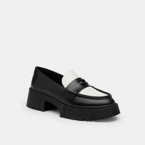 Dámské Loafers Coach Leah Platform Černé Bílé | 1697530-CZ