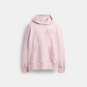 Dámské Mikina s Kapucí Coach Oversized Signature Crest In Organic Cotton Růžové | 0431798-CZ