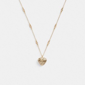 Dámské Náhrdelník Coach Quilted Signature Heart Pendant Zlaté | 2398065-CZ