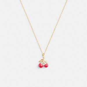 Dámské Náhrdelník Coach Resin Cherry Pendant Zlaté Červené | 6810743-CZ