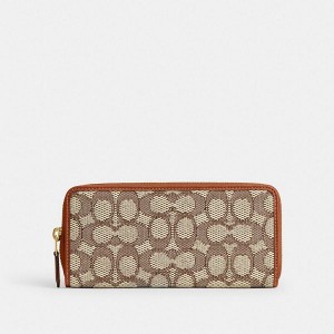 Dámské Peněženka Coach Essential Slim Accordion Zip In Signature Jacquard Hnědé Zlaté | 9175840-CZ