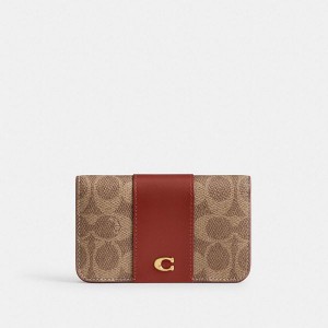 Dámské Pouzdro Na Karty Coach Essential Slim In Signature Canvas Hnědé Červené | 4291570-CZ