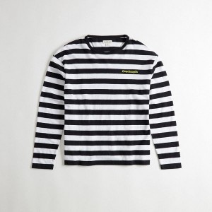 Dámské Tričko Coach Long Sleeve With Stripe Pattern Černé | 9201758-CZ