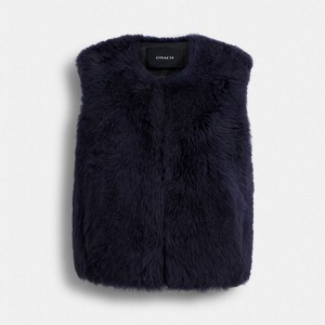 Dámské Vesta Coach Fluffy Shearling Tmavě Blankyt | 6053712-CZ