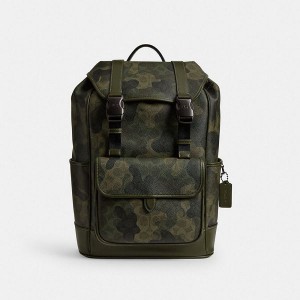 Pánské Batoh Coach League Flap In Signature Camo Print Maskáčové | 3206897-CZ