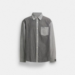 Pánské Košile Coach Button Down Šedé | 2067493-CZ