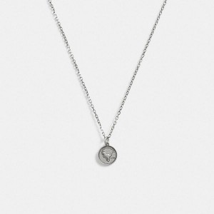 Pánské Náhrdelník Coach Sterling Coin Pendant Stříbrné | 9015348-CZ