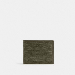 Pánské Peněženka Coach Slim Billfold In Signature Canvas Jacquard Zelene | 5748609-CZ