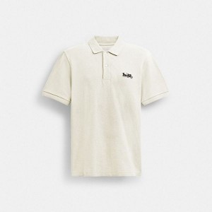 Pánské Polo Triko Coach Horse And Carriage Classic In Organic Cotton Bílé | 2714965-CZ