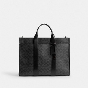 Pánské Tote Coach Wesley In Signature Canvas Šedé | 2134960-CZ