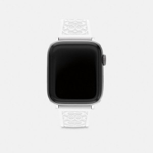 Pánské Watch Strap Coach Apple 42 Mm And 44 Mm Bílé | 6493852-CZ