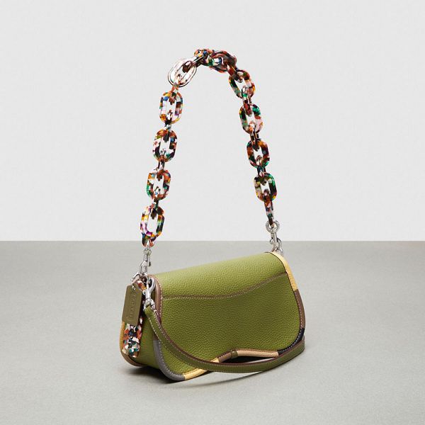 Coachtopia Crossbody Kabelka Coach Wavy Dinky Leather With Colorful Binding Olivy Zelené Zelene Viacfarebný | 2540938-CZ