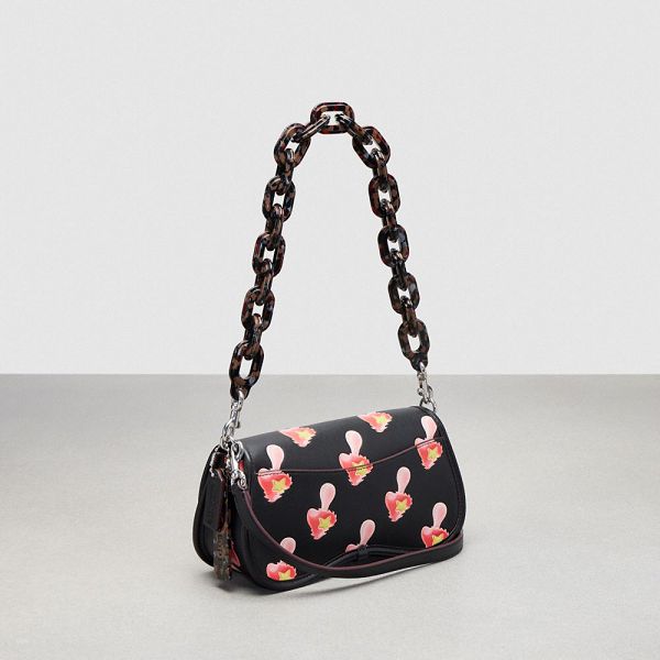 Coachtopia Crossbody Kabelka Coach Wavy Dinky Leather With Mushroom Print Černé | 0341785-CZ