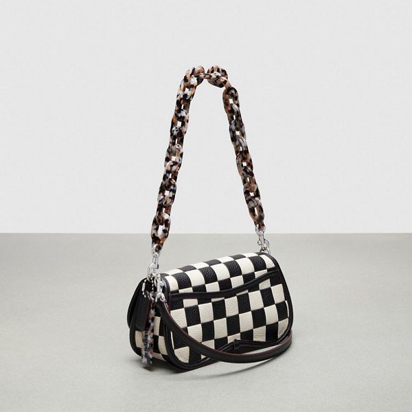 Coachtopia Crossbody Kabelka Coach Wavy Dinky Checkerboard Upcrafted Leather Černé | 1835967-CZ