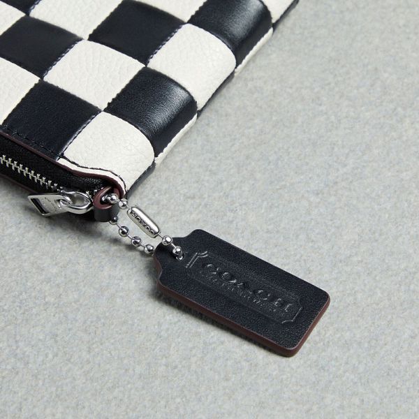 Coachtopia Peněženka Coach Zip Around Checkerboard Upcrafted Leather Černé | 8017423-CZ