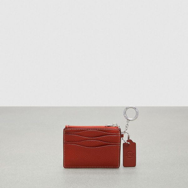 Coachtopia Pouzdro Na Karty Coach Wavy Zip With Key Ring In Leather Oranžové | 8052316-CZ