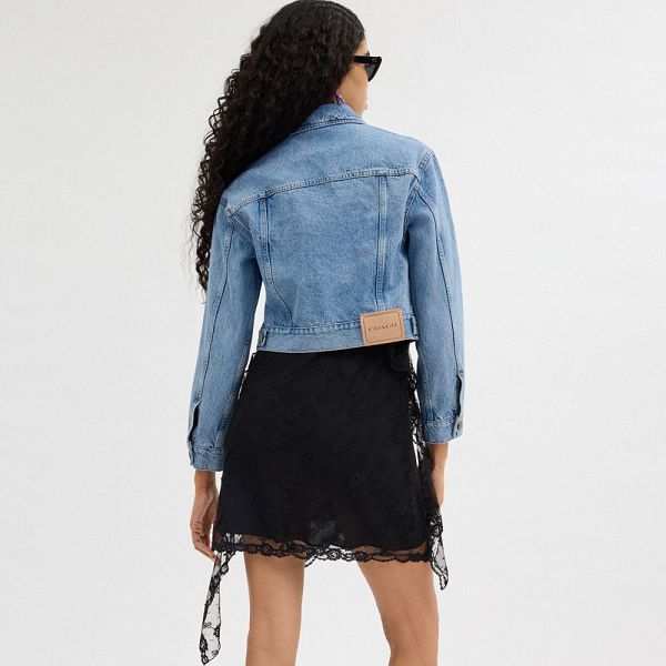 Dámské Bunda Coach Denim Crop In Organic Cotton Blankyt | 9082651-CZ