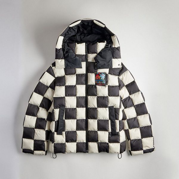 Dámské Bunda Coach Loop Puffer With Checkerboard Quilting Černé | 2310879-CZ