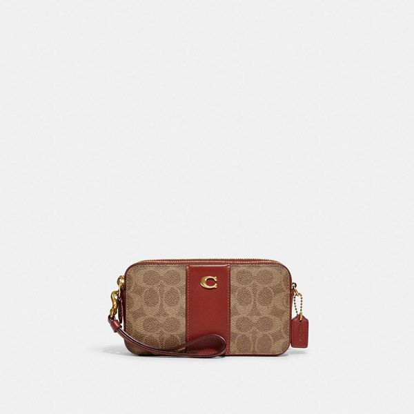 Dámské Crossbody Kabelka Coach Kira In Colorblock Signature Canvas Hnědé Červené | 3610728-CZ