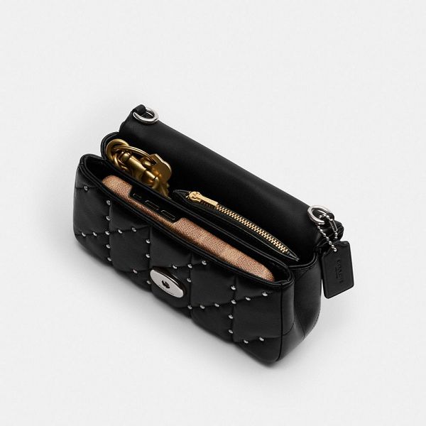 Dámské Crossbody Kabelka Coach Tabby With Pillow Quilting And Crystal Rivets Stříbrné Černé | 3671905-CZ