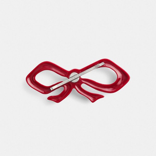 Dámské Hair Accessories Coach Pavé Bow Stříbrné Červené | 9507816-CZ