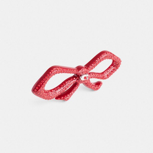 Dámské Hair Accessories Coach Pavé Bow Stříbrné Červené | 9507816-CZ