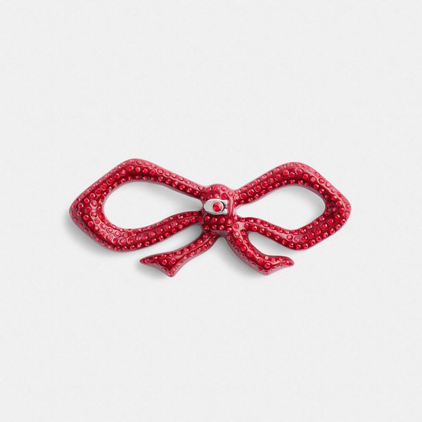 Dámské Hair Accessories Coach Pavé Bow Stříbrné Červené | 9507816-CZ