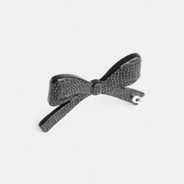 Dámské Hair Accessories Coach Pavé Bow Stříbrné Černé | 3479285-CZ