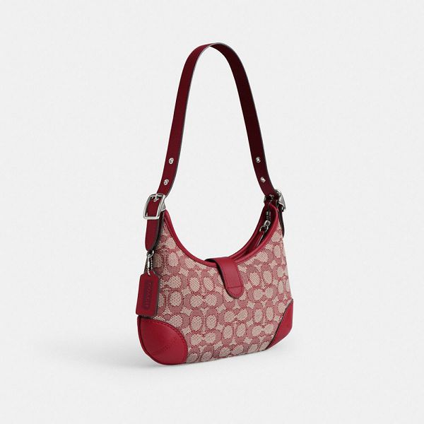 Dámské Hobo Taška Coach Hamptons In Signature Textile Jacquard Stříbrné Bílé | 1723046-CZ