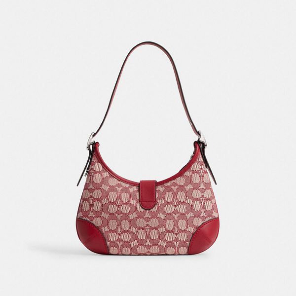 Dámské Hobo Taška Coach Hamptons In Signature Textile Jacquard Stříbrné Bílé | 1723046-CZ