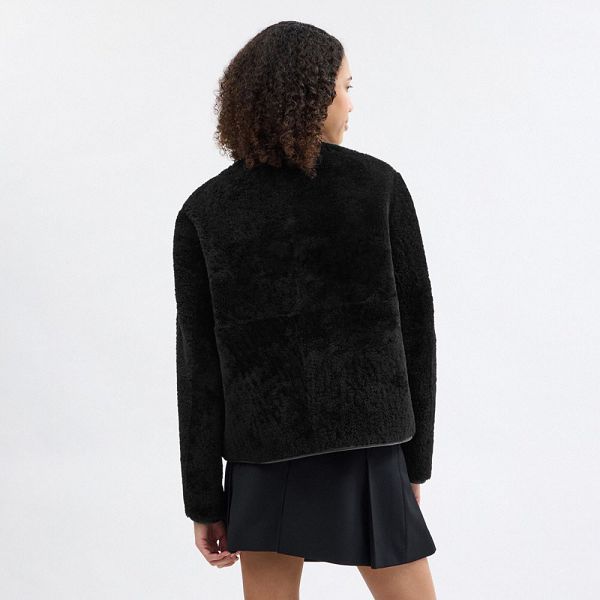 Dámské Kabáty Coach Fluffy Shearling Černé | 7189652-CZ