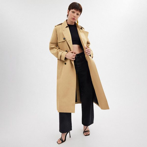 Dámské Kabáty Coach Relaxed Trench Hnědožlutý | 1274398-CZ