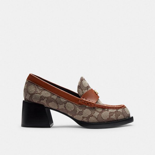 Dámské Loafers Coach Natalie In Signature Textile Jacquard Hnědé Šedé | 7036548-CZ