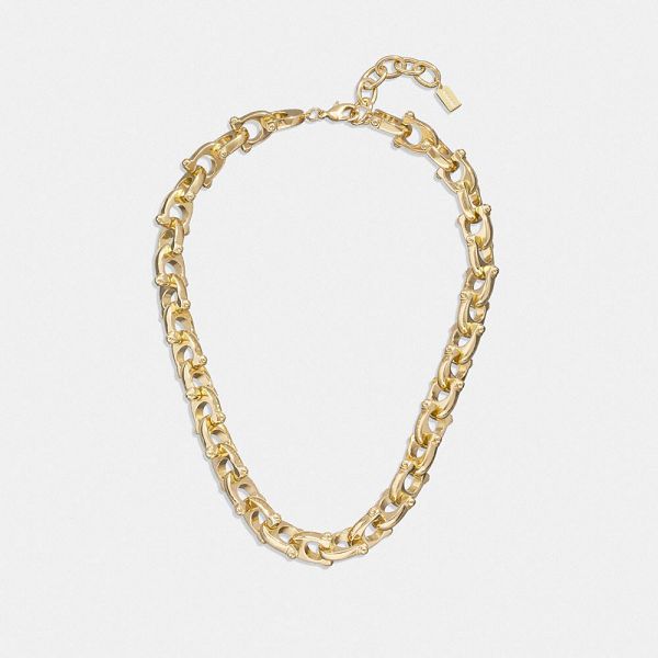 Dámské Náhrdelník Coach Chunky Signature Chain Link Zlaté | 8307129-CZ