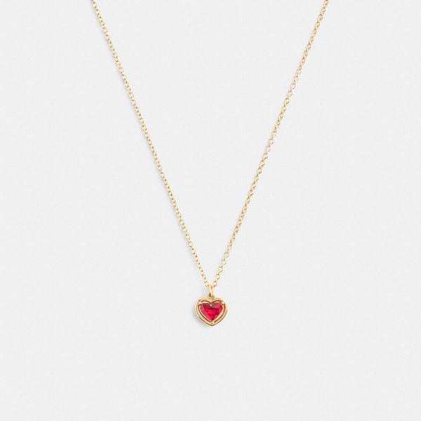 Dámské Náhrdelník Coach Halo Heart Pendant Zlaté Červené | 0721659-CZ