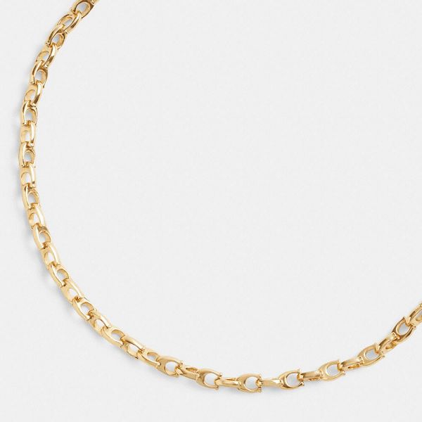 Dámské Náhrdelník Coach Signature Chain Link Choker Zlaté | 0214975-CZ