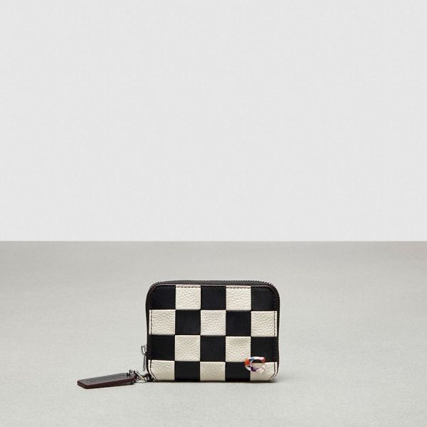 Dámské Peněženka Coach Zip Around In Checkerboard Upcrafted Leather Černé | 5679042-CZ