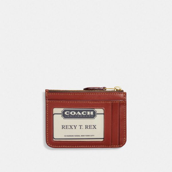 Dámské Pouzdro Na Karty Coach Essential Mini Skinny Id Case In Signature Canvas Hnědé Červené | 0683952-CZ