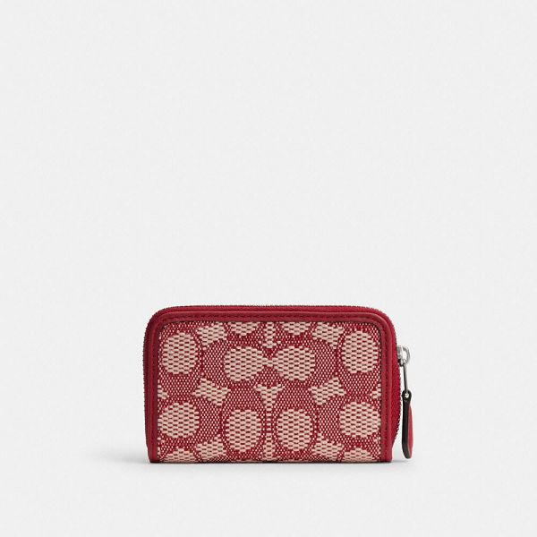 Dámské Pouzdro Na Karty Coach Essential Small Zip Around In Signature Jacquard Stříbrné Bílé | 4216039-CZ