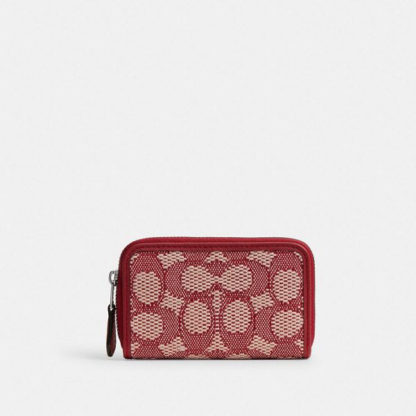 Dámské Pouzdro Na Karty Coach Essential Small Zip Around In Signature Jacquard Stříbrné Bílé | 4216039-CZ