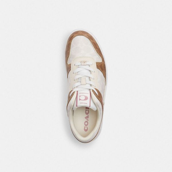 Dámské Tenisky Coach C201 Low Top In Signature Canvas Hnědé Růžové | 3769251-CZ