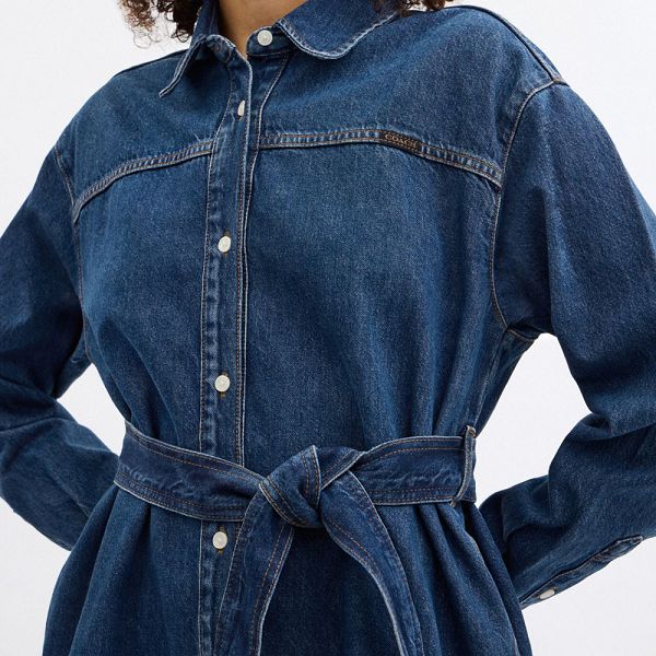 Dámské Šaty Coach Denim Shirt Tmavě Blankyt | 9456218-CZ