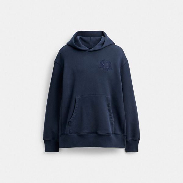 Pánské Mikina s Kapucí Coach Oversized Signature Crest In Organic Cotton Tmavě Blankyt Blankyt | 8950612-CZ